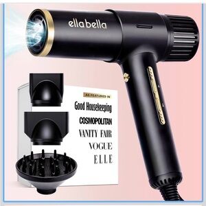 Ellabella Black Hair Dryer with Attachments NEW IN BOX, free shipping